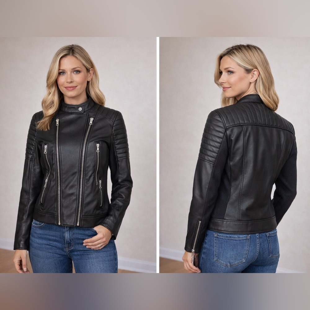 ZARA Faux Leather Zippered Jacket Moto Jacket | Chic Outerwear Zs Medium